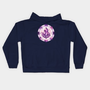 Amathyst Crystal - With Phases of the moon Kids Hoodie